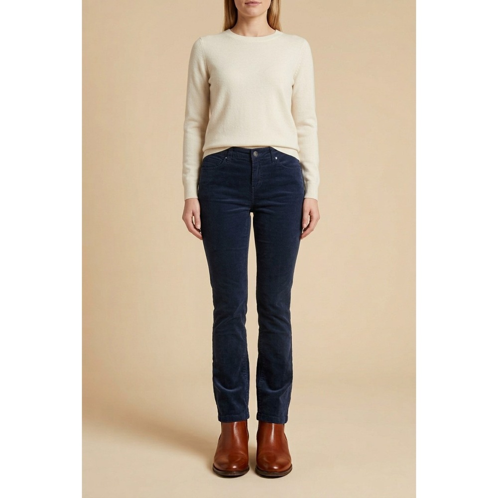 Style & Co Navy Blue Micro Corduroy Slim Pants Women 4P Petite Stretch Preppy